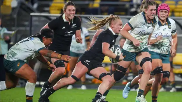 image: Woodman-Wickliffe Hat-Trick Leads Black Ferns to Dominant Win Over Australia